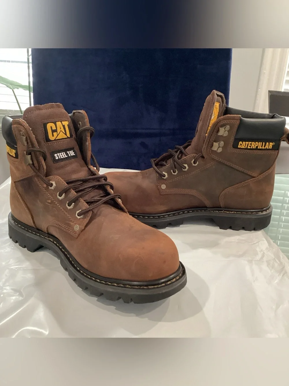CAT Caterpillar Steel Toe Work Boots Men’s 11 Wide Brown Leather NWOB